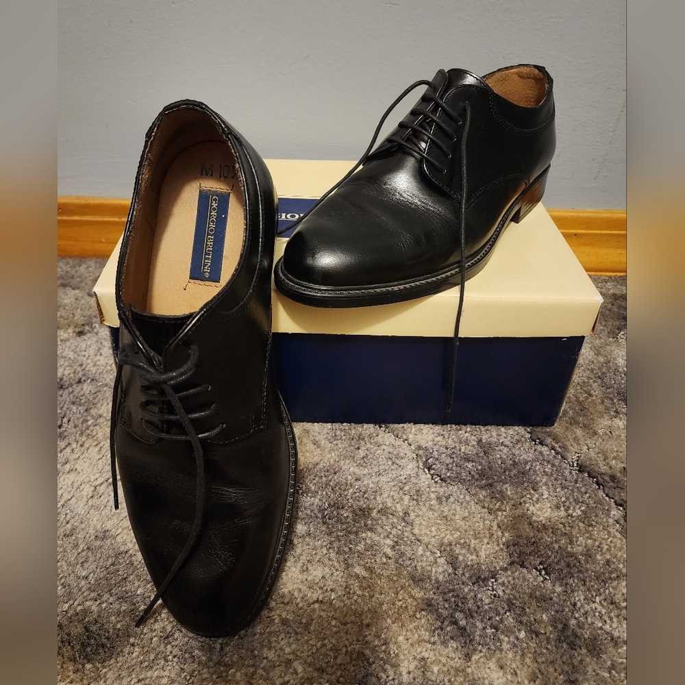 Giorgio Brutini Black Leather Men's Dress Shoes Size 10.5 - Picture 4 of 13